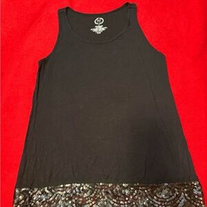 Maurices Black Tank Top with Sequin Hem